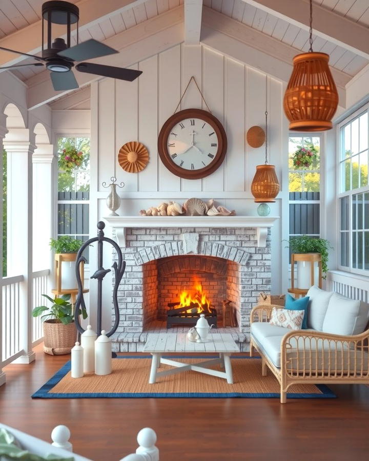 Coastal Inspired Fireplaces - 25 Porch Fireplace Ideas