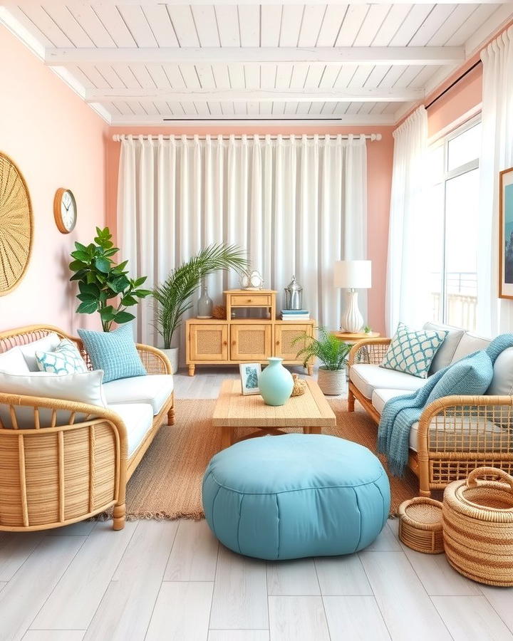 Coastal Inspired Pink and Blue Palette - 25 Pink and Blue Living Room Ideas