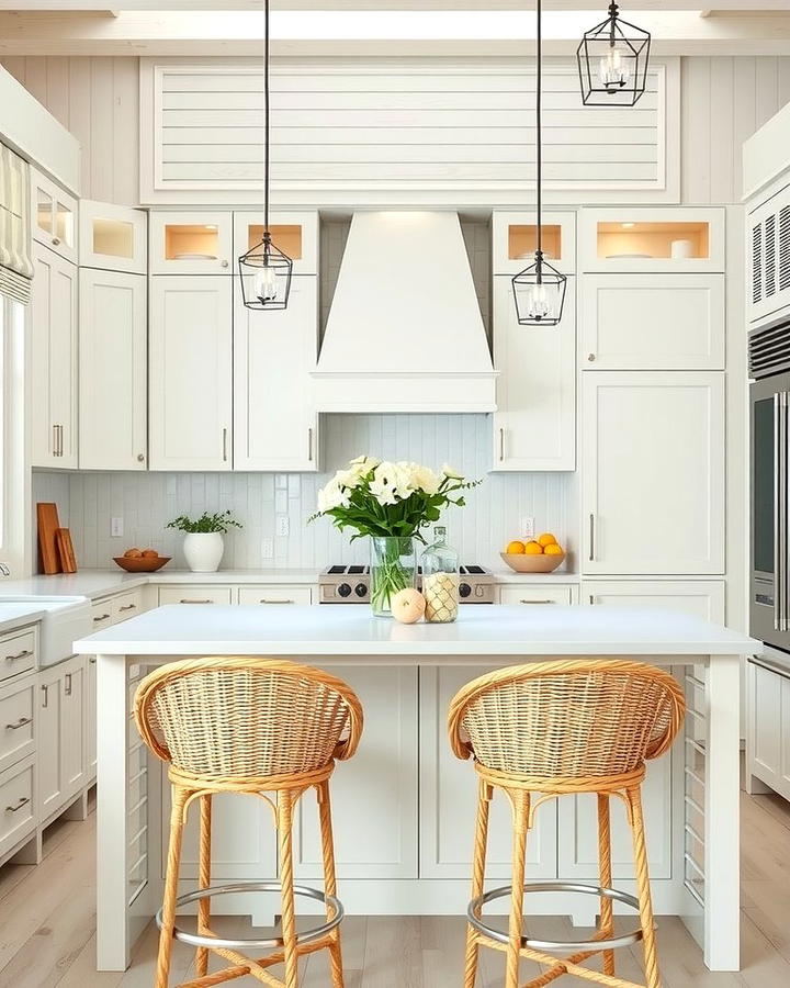 Coastal Serenity with Soft Hues - 25 White Kitchen Cabinets With Grey Island Ideas