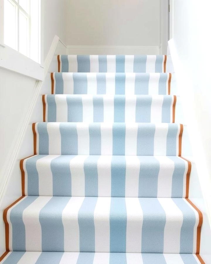 Coastal Stripes in Soft Blues - 25 Stair Runner Ideas