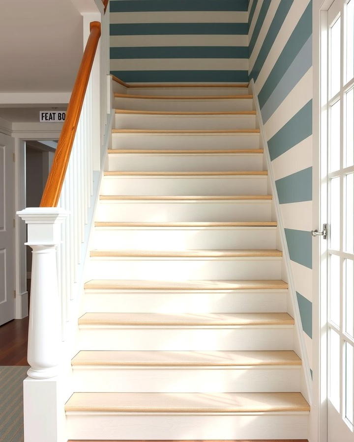 Coastal Stripes - 25 Painted Stair Ideas