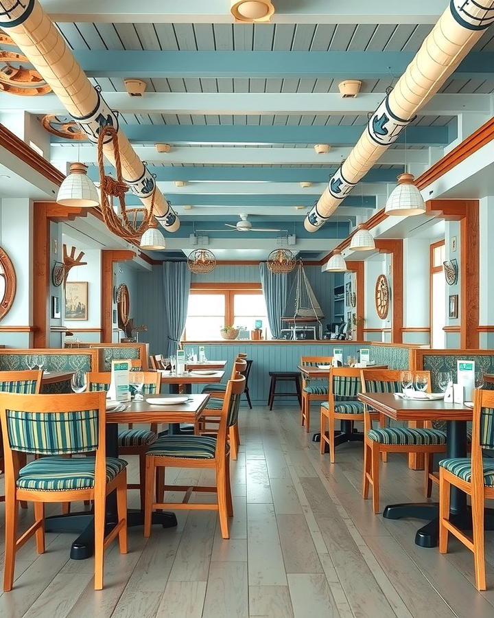 Coastal Theme with Nautical Elements - 25 Restaurant Interior Design Ideas