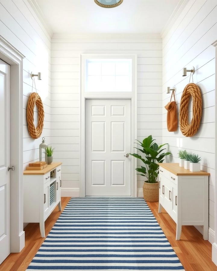 Coastal Vibes with White Shiplap - 25 Shiplap Wall Entryway Ideas