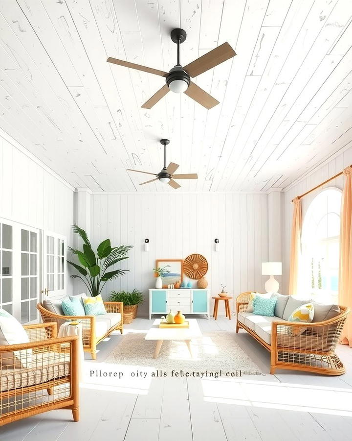 Coastal Vibes with Whitewashed Plywood - 25 Plywood Ceiling Ideas