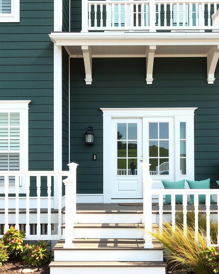 Coastal White and Green Combo - 30 Dark Green Exterior Ideas