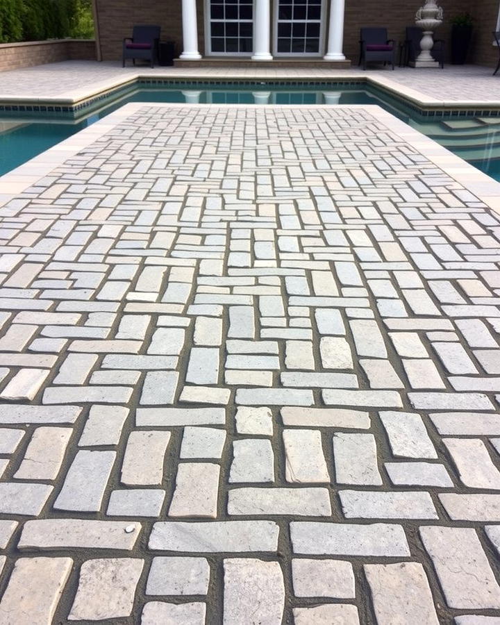 Cobblestone Elegance - 25 Stamped Concrete Pool Deck Ideas