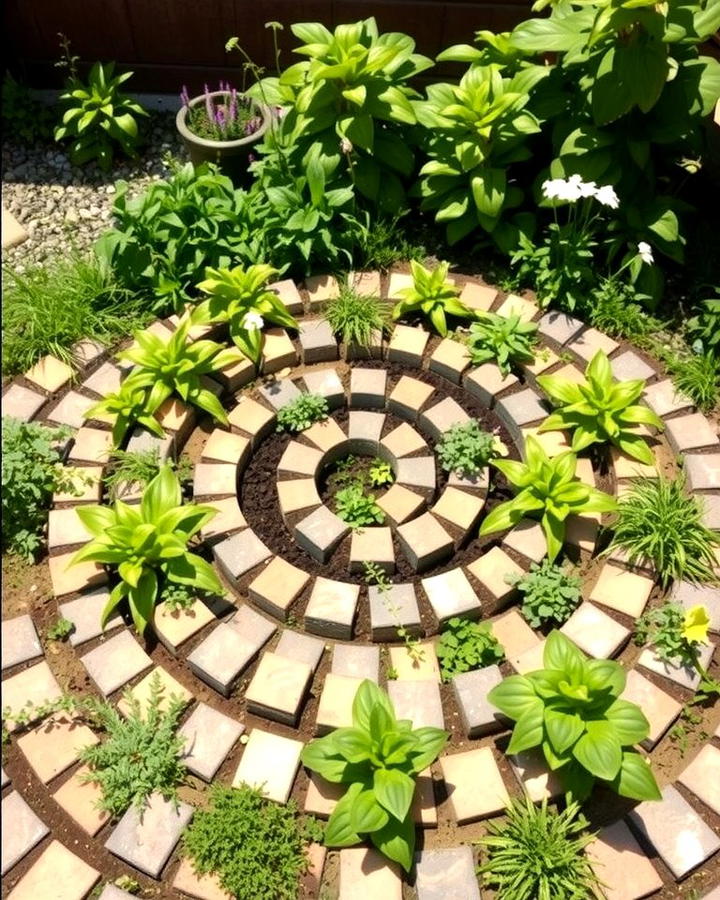 Cobblestone Herb Spiral - 25 Vintage Garden Ideas