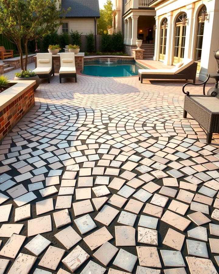 Cobblestone Pattern - 25 Stamped Concrete Pool Deck Ideas