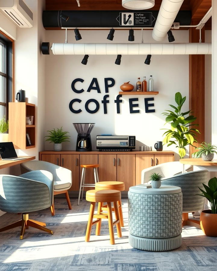 Coffee Station with Comfortable Seating - 25 Office Coffee Station Ideas