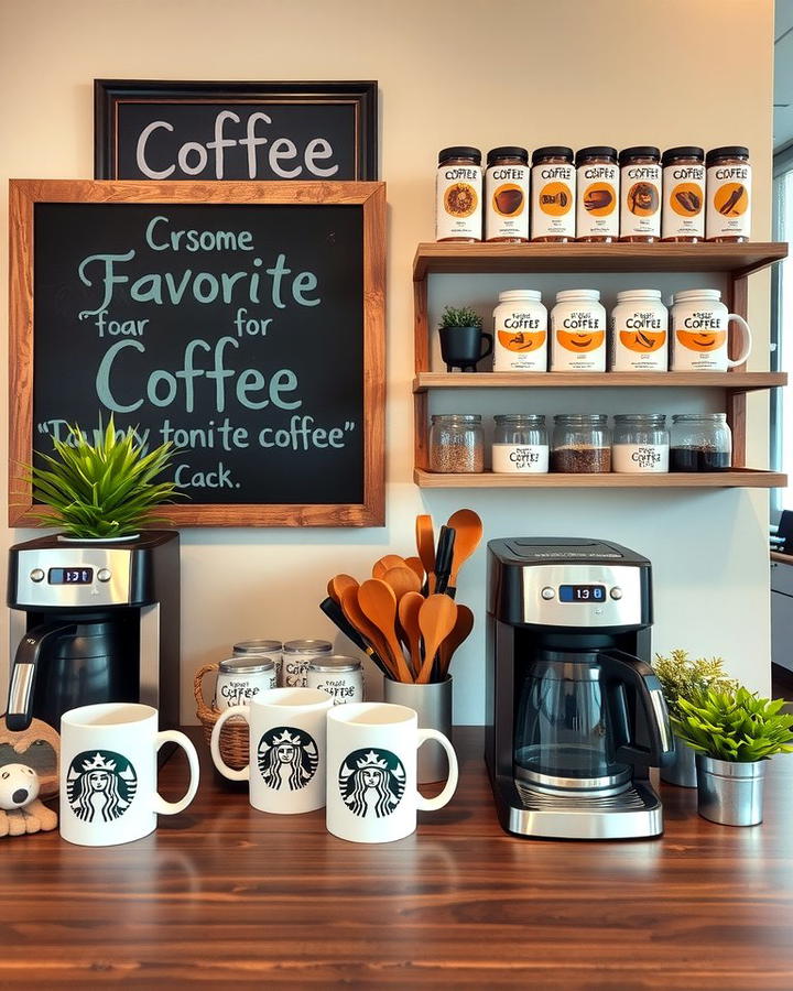 Coffee Station with Personalized Touches - 25 Office Coffee Station Ideas