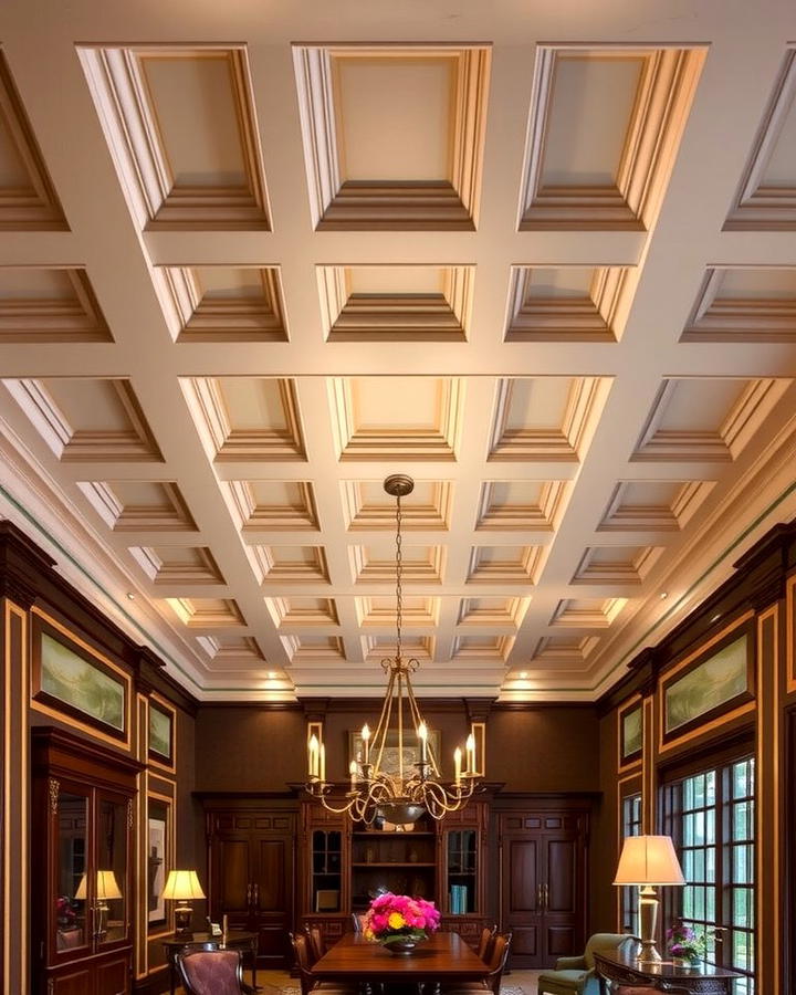 Coffered Reverse Tray Design - 25 Reverse Tray Ceiling Ideas