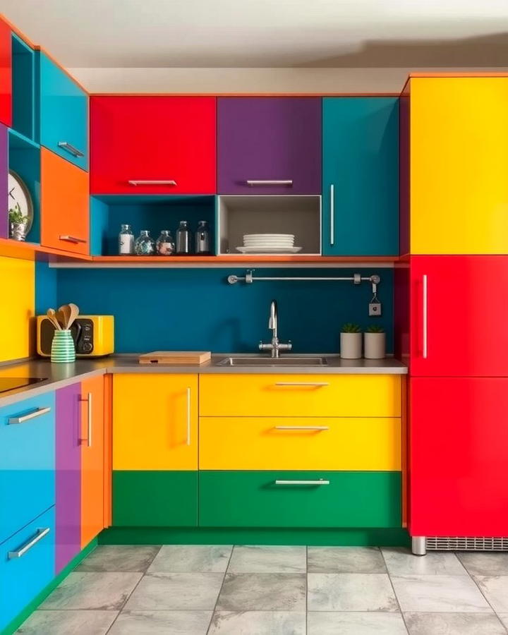 Color Blocked Cabinets for Bold Statements - 25 Painting Kitchen Cabinet Ideas