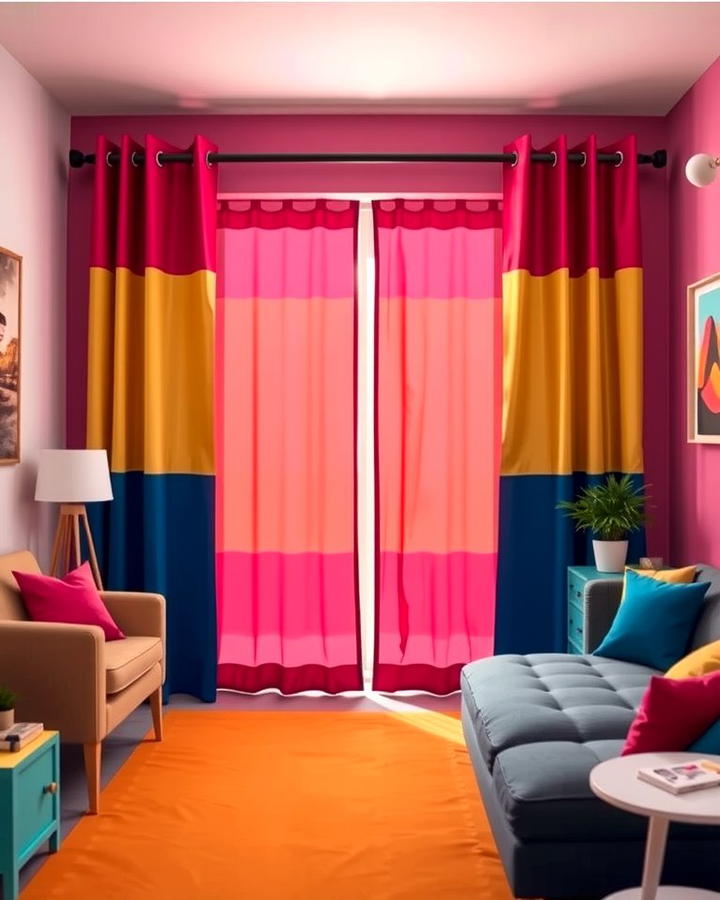 Color Blocked Curtains for a Bold Statement - 25 Sliding Door Curtain Ideas