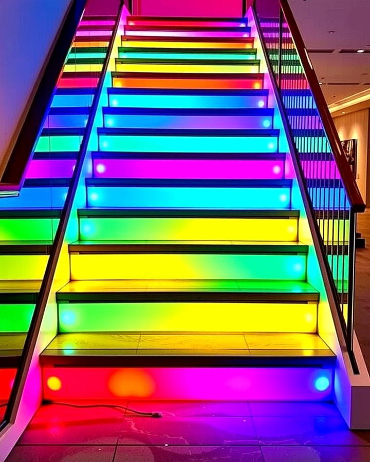 Color Changing LED Lights - 25 Staircase Lighting Ideas