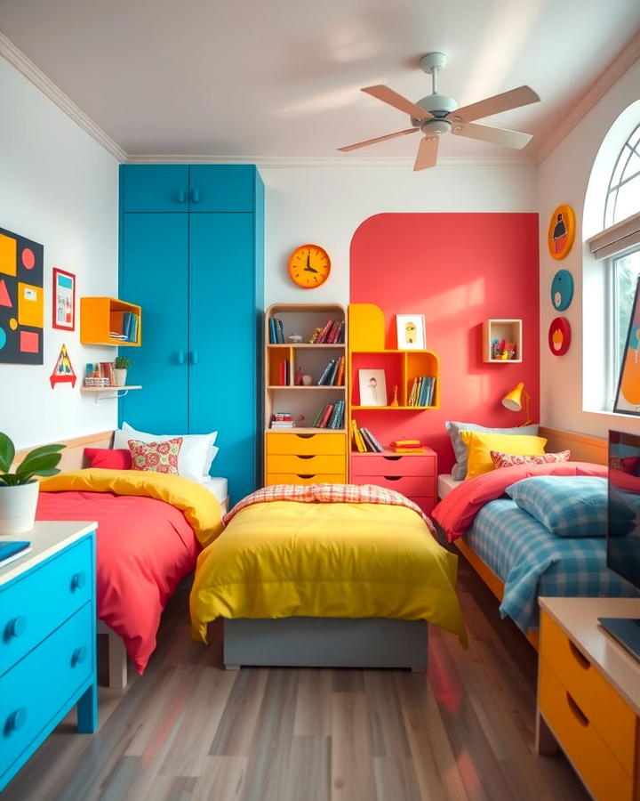 Color Coded Spaces - 25 Shared Bedroom Ideas for Small Rooms