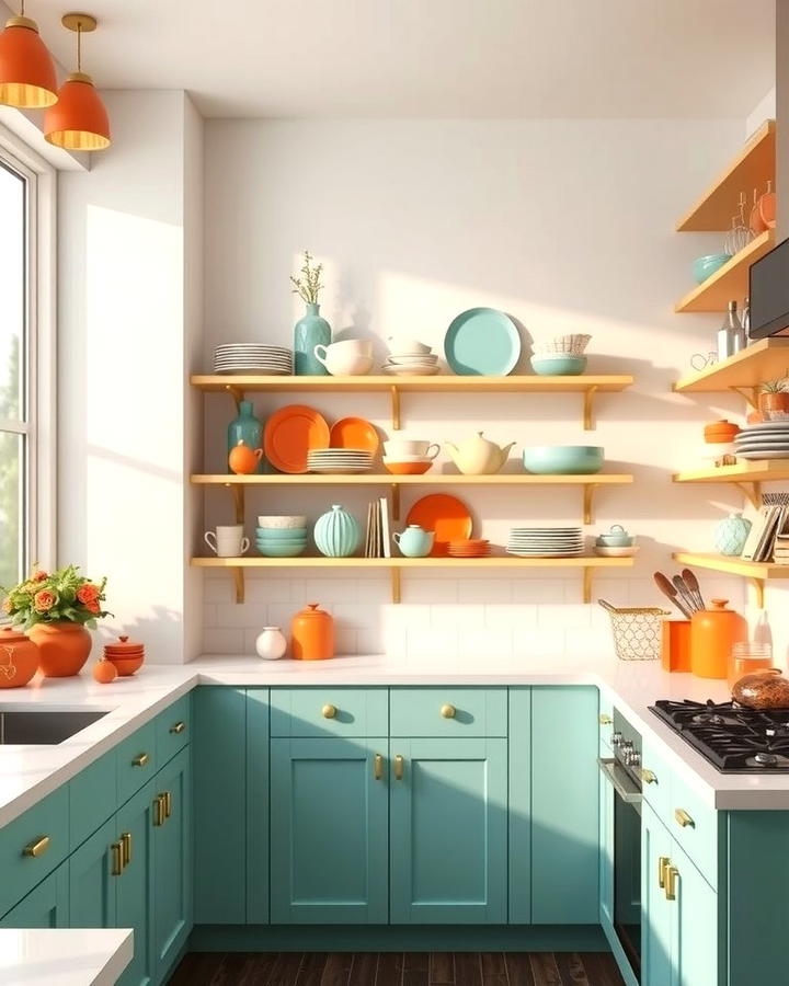 Color Coordinated Shelving Displays - 25 Open Shelving Kitchen Ideas