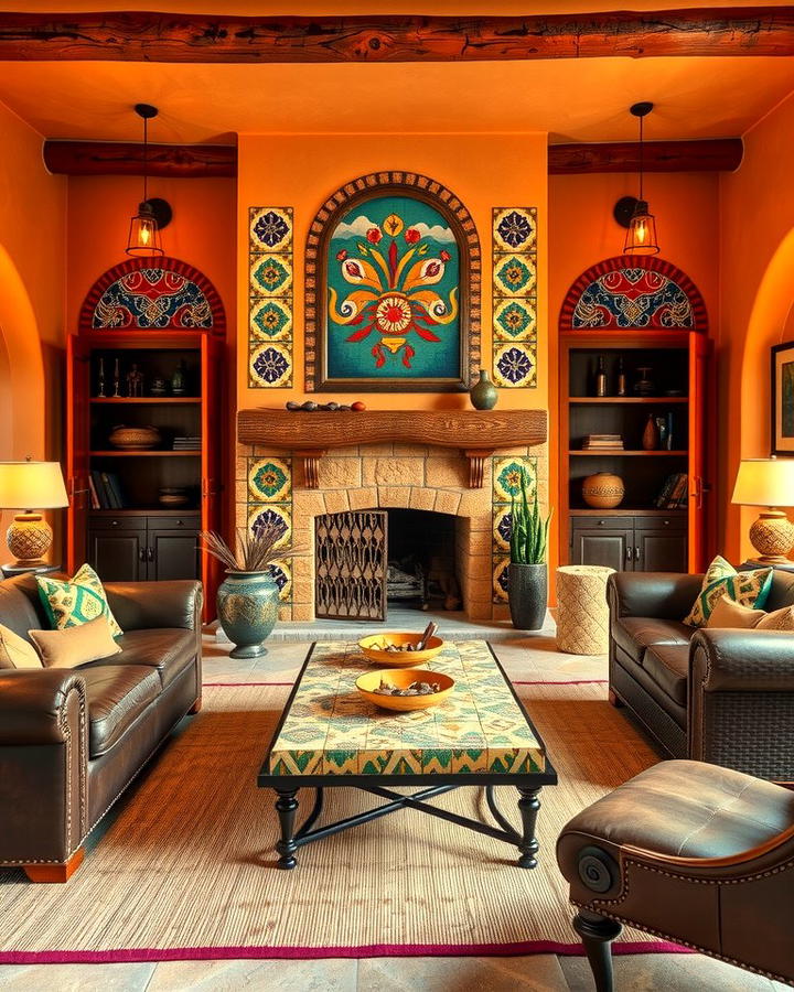 Colorful Ceramic Tiles - 25 Southwest Living Room Ideas