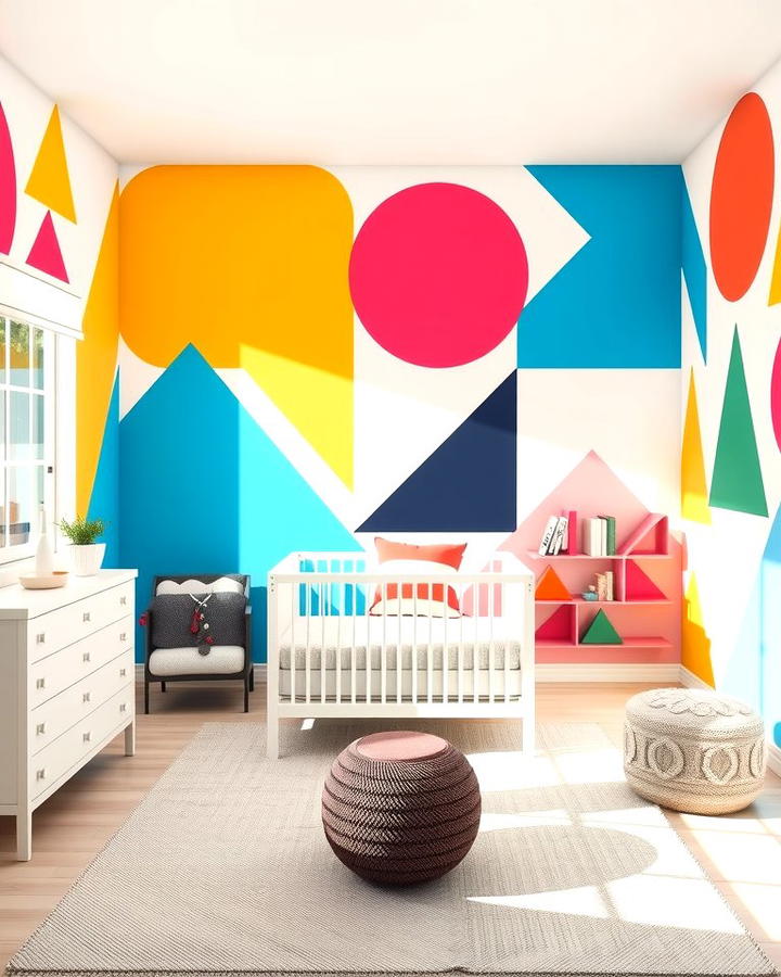 Colorful Geometric Patterns - 25 Nursery Wall Decor Ideas