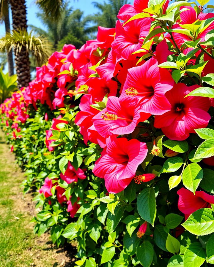 Colorful Hibiscus Hedges - 25 Tropical Landscape Ideas