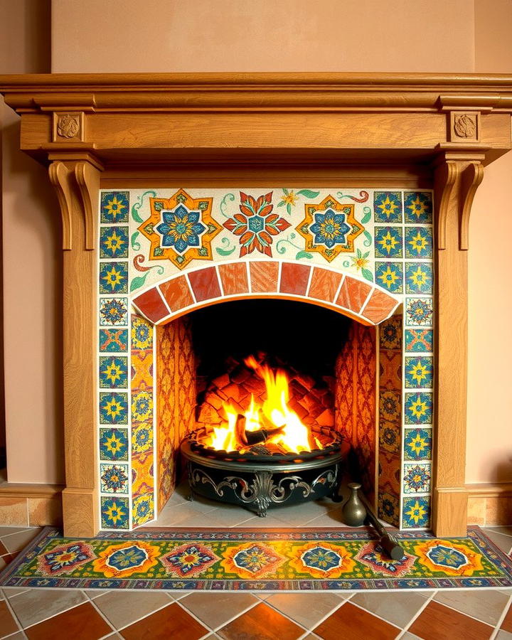 Colorful Mosaic Designs - 25 Spanish Style Fireplace Ideas