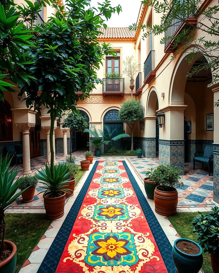 Colorful Mosaic Pathways - 25 spanish courtyard ideas