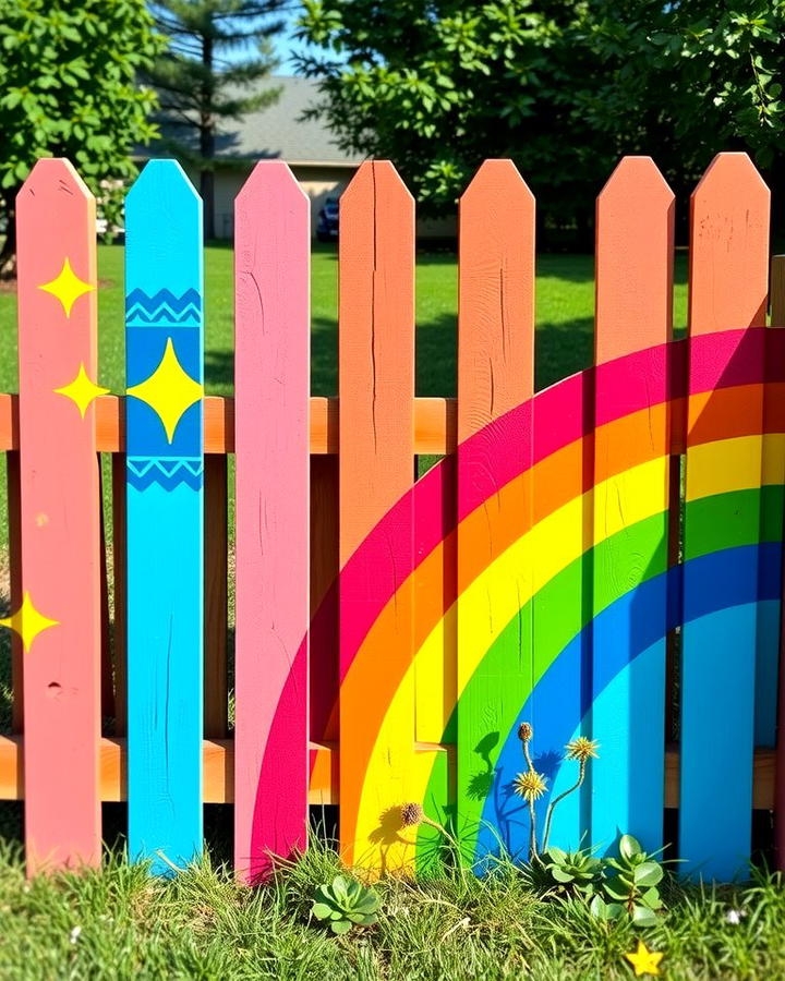 Colorful Painted Pallet Fence - 25 Pallet Fence Ideas