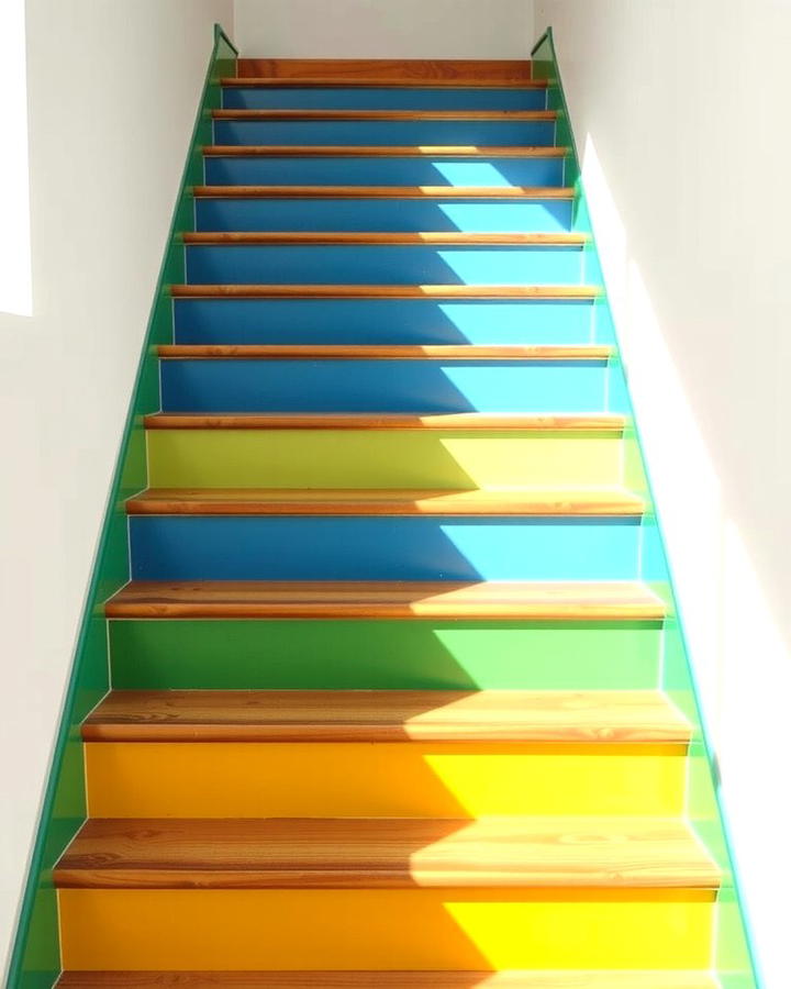 Colorful Staircase Risers - 30 Colorful Room Ideas