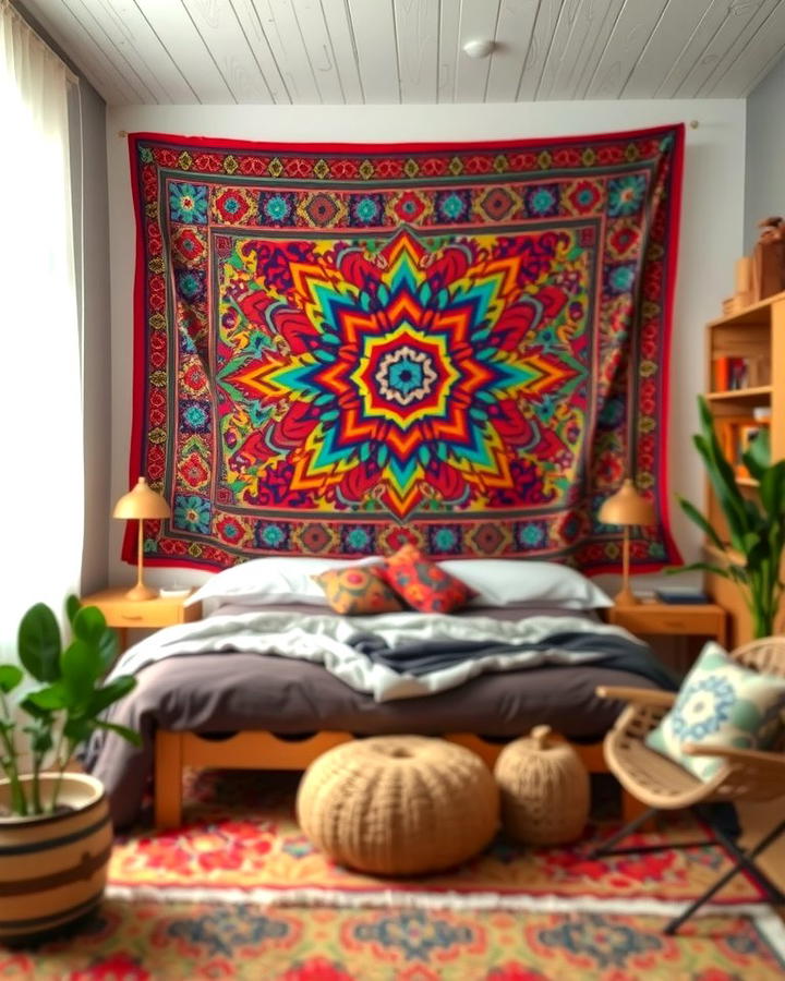 Colorful Tapestries as Wall Art - 30 Bohemian Maximalist Decor Ideas