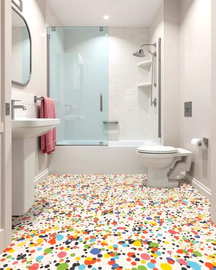 Colorful Terrazzo Flooring - 25 Small Bathroom Flooring Ideas