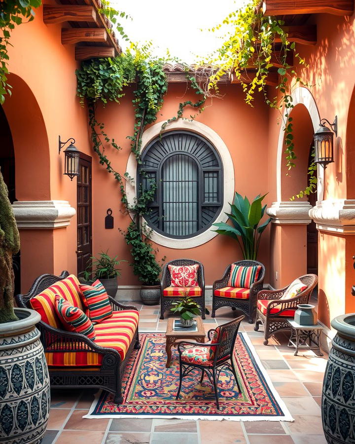 Colorful Textiles - 25 spanish style patio ideas