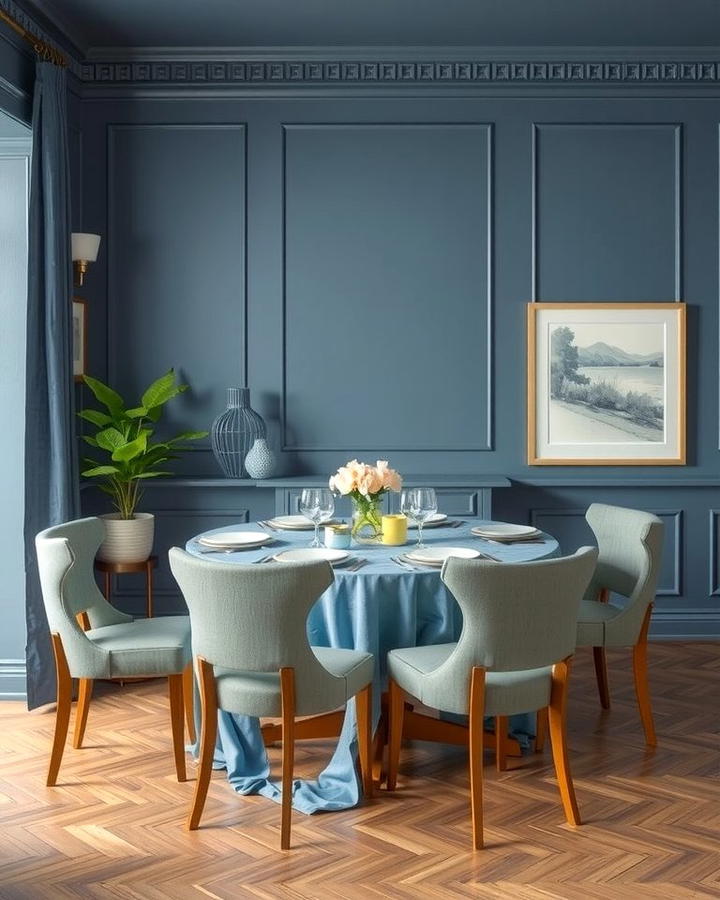 Combining Gray and Blue Accents - 30 Gray Dining Room Ideas