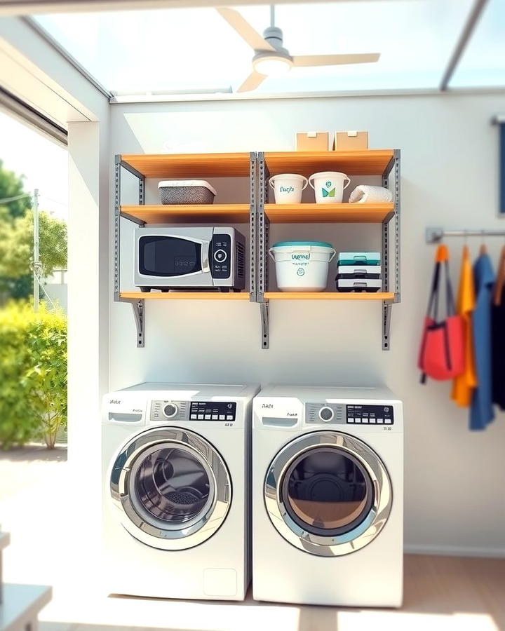 Compact Appliance Shelving - 25 Outdoor Laundry Area Design Ideas