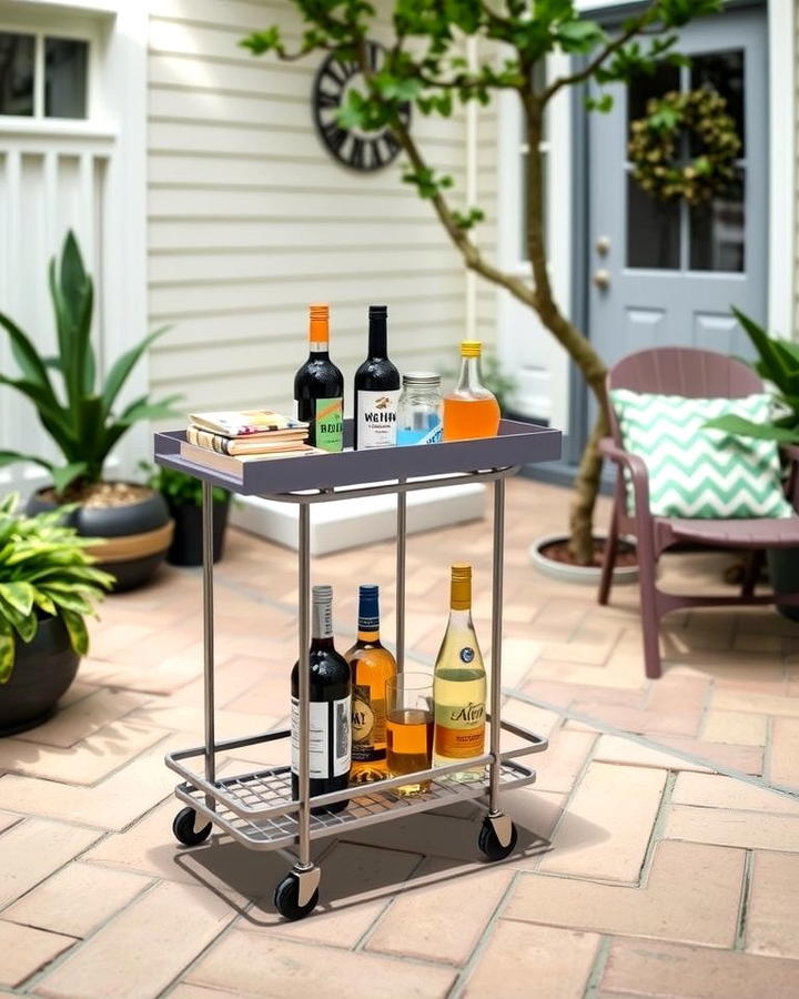 Compact Bar Cart - 25 townhouse patio ideas