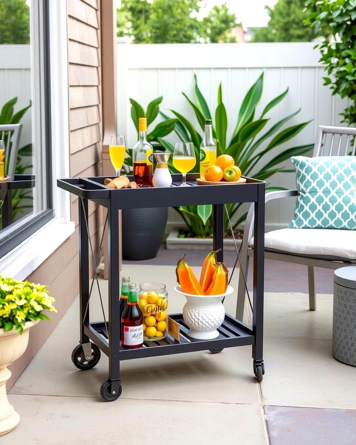 Compact Bar Cart - 25 Small Backyard Patio Ideas