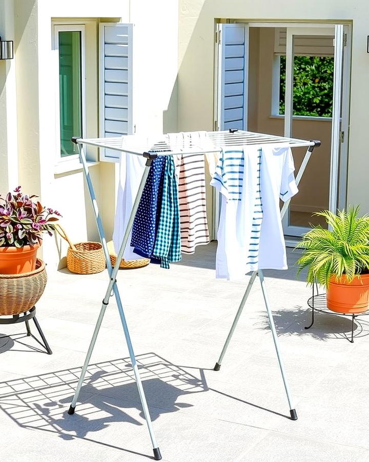 Compact Foldable Drying Rack for Small Yards - 25 Outdoor Clothesline Ideas