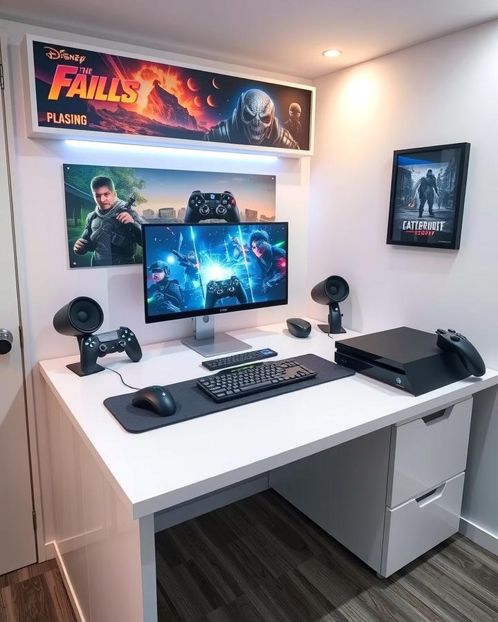 Compact Gaming Desk - 25 Small Game Room Ideas