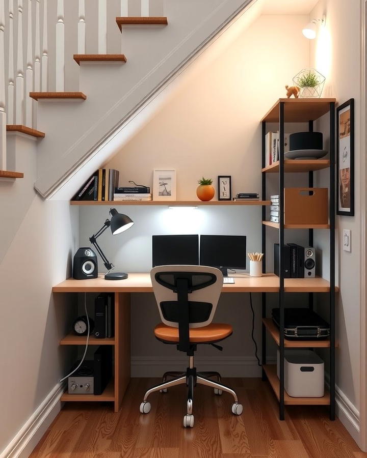 Compact Home Office - 25 Under Stair Storage Ideas