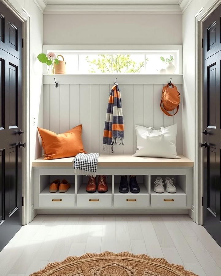 Compact Mudroom Bench With Storage - 25 Small Mudroom Ideas