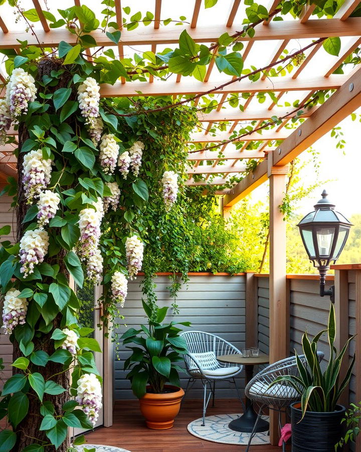 Compact Pergola with Climbing Vines - 25 small patio pergola ideas