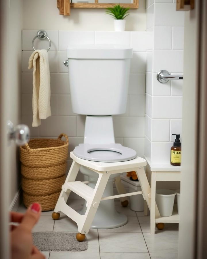 Compact Step Stool for Convenience - 25 Teen Bathroom Ideas