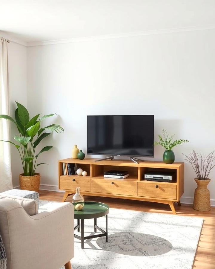 Compact TV Stand with Built In Storage - 25 Small Living Room Ideas With Tv