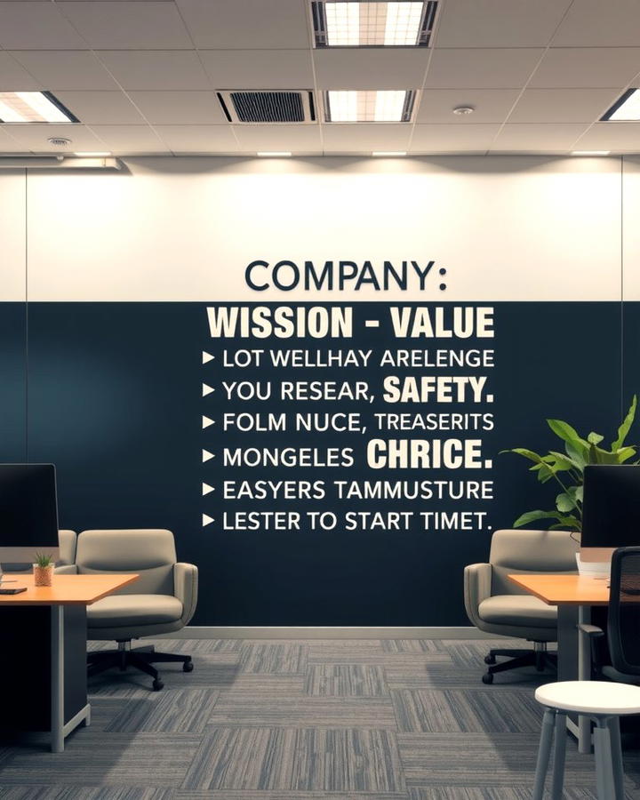 Company Mission and Values Display - 25 Office Wall Murals