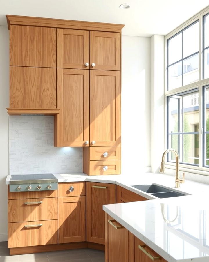 Complementing Neutral Color Palettes - 25 Natural Cherry Kitchen Cabinets