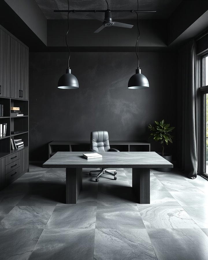 Concrete Elements - 30 dark home office design ideas