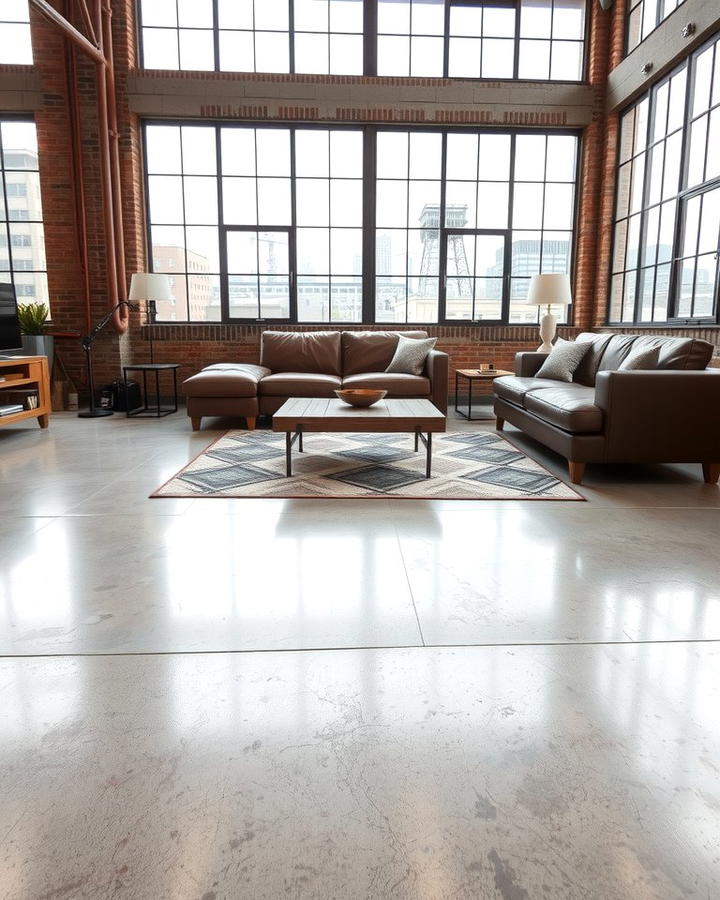 Concrete Flooring - 30 Industrial Living Room Ideas