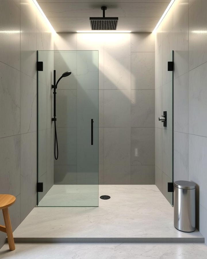 Concrete Floors for Minimalist Rustic Design - 25 Rustic Walk-in Shower Ideas