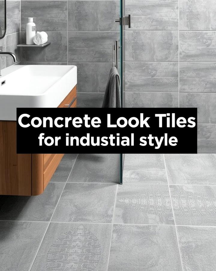 Concrete Look Tiles for Industrial Style - 30 Shower Floor Tile Ideas