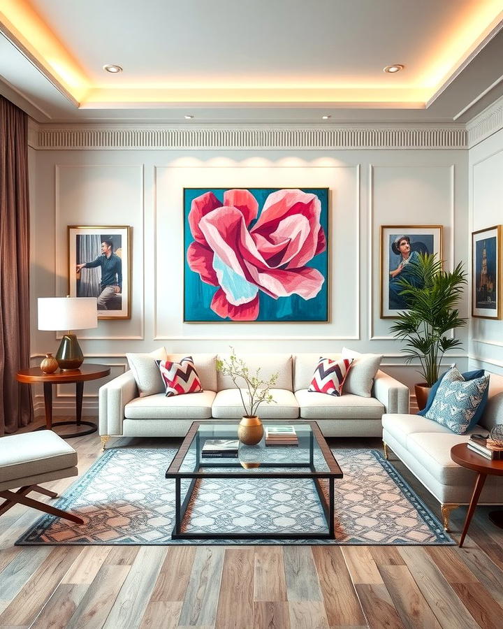 Contemporary Art Focus - 25 Pink and Blue Living Room Ideas