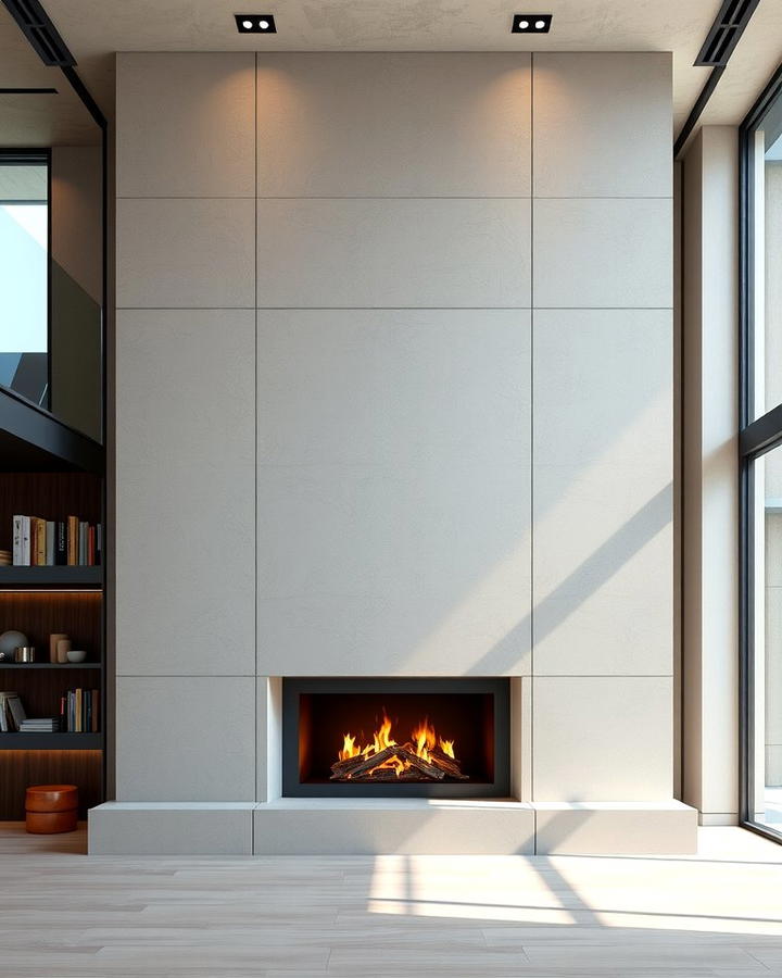 Contemporary Concrete Finish - 25 Two-story Fireplace Ideas