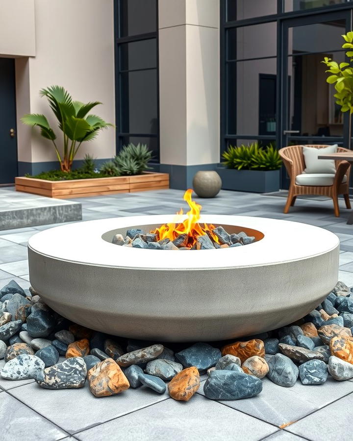 Contemporary Concrete and Rock Fire Pit - 25 Rock Fire Pit Ideas